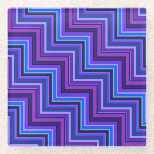 Blauwe en paarse strepen trappen glazen onderzetter (Voorkant)