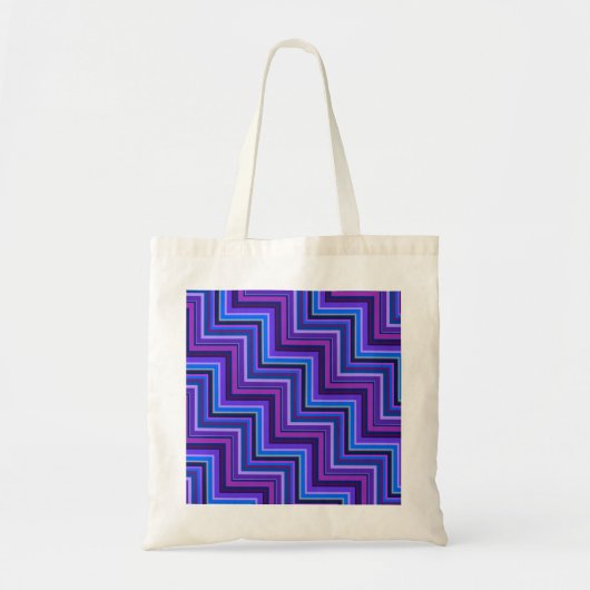 Blauwe en paarse strepen trappen tote bag (Voorkant)