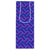 Blauwe en paarse strepen wijn cadeautas (Voorkant)