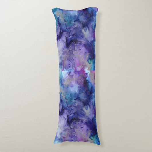 Blauwe en Paarse Tie kleurstof look Lichaamskussen (Voorkant Verticaal)