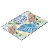 Blauwe en paarse tropische bladeren. notitieboek (Linkerzijde)