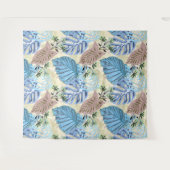 Blauwe en paarse tropische bladeren. wandkleed (Voorkant (horizontaal))