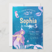 Blauwe en Paarse uitnodiging van de Birthday Party (Voorkant)