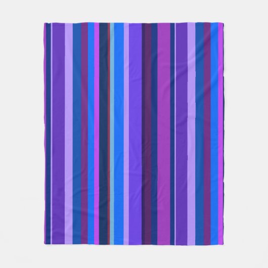 Blauwe en paarse verticale strepen fleece deken (Voorkant)