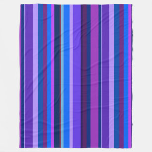 Blauwe en paarse verticale strepen fleece deken