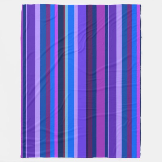 Blauwe en paarse verticale strepen fleece deken (Voorkant)