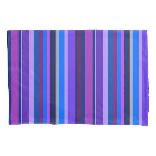 Blauwe en paarse verticale strepen kussensloop (Voorkant)