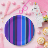 Blauwe en paarse verticale strepen papieren bordje (Feest)