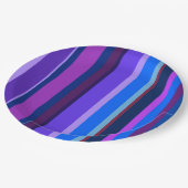 Blauwe en paarse verticale strepen papieren bordje (Gekanteld)