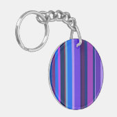 Blauwe en paarse verticale strepen sleutelhanger (Voorkant Links)