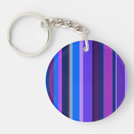 Blauwe en paarse verticale strepen sleutelhanger (Voorkant)