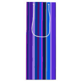 Blauwe en paarse verticale strepen wijn cadeautas (Voorkant)