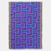 Blauwe en paarse vierkante schalen deken (Voorkant Verticaal)