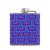 Blauwe en paarse vierkante schalen heupfles (Achterkant)