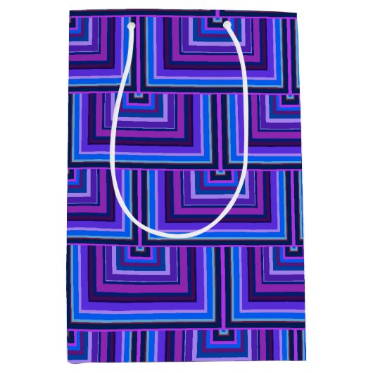 Blauwe en paarse vierkante schalen medium cadeauzakje (Voorkant)