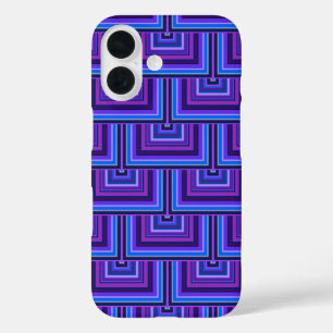 Blauwe en paarse vierkante schubben iPhone 16 hoesje