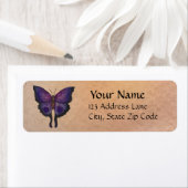 Blauwe en Paarse Vlinder Retouradreslabel Etiket (Insitu)