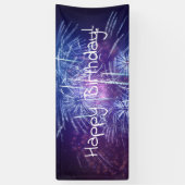blauwe en paarse vuurwerkverjaardag spandoek (Verticaal)