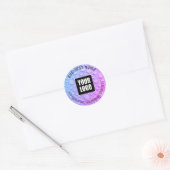 Blauwe en Paarse waterdruppels, DIY-tekst en Logo Ronde Sticker (Envelop)