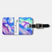 Blauwe en Paarse Waterverf Aangepaste Bagagelabels (Voorkant horizontaal)