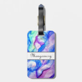 Blauwe en Paarse Waterverf Aangepaste Bagagelabels (Achterkant verticaal)