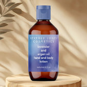 Blauwe en Paarse waterverf cosmetica flesetiket Etiket