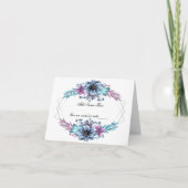 Blauwe en Paarse Waterverf Floral Table Place Card Bedankkaart (Voorkant)
