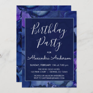 Blauwe en Paarse Waterverf Inkt Elke leeftijd Kaart