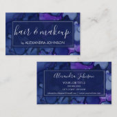 Blauwe en Paarse Waterverf inktspiegel Visitekaartje (Voorkant / Achterkant)
