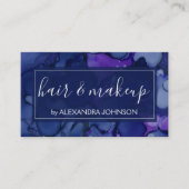 Blauwe en Paarse Waterverf inktspiegel Visitekaartje (Voorkant)
