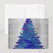 Blauwe en Paarse Waterverf kerstboom Feestdagenkaart (Voorkant / Achterkant)