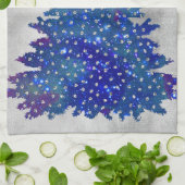 Blauwe en Paarse waterverf kerstboom Theedoek (Gevouwen)