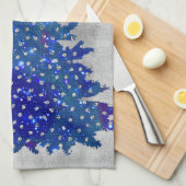 Blauwe en Paarse waterverf kerstboom Theedoek (Quarter Fold)