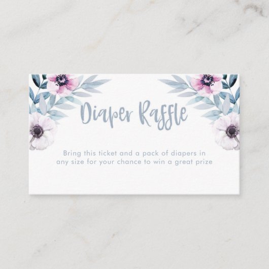 Blauwe en paarse waterverf Luier Raffle ticket Informatiekaartje (Voorkant)