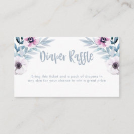 Blauwe en paarse waterverf Luier Raffle ticket Informatiekaartje