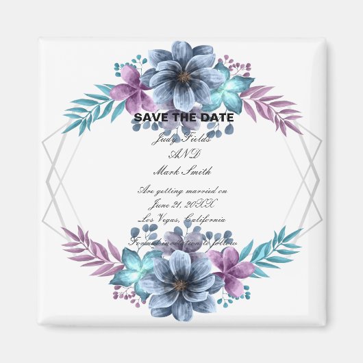 Blauwe en Paarse Waterverf Magneet (Voorkant)