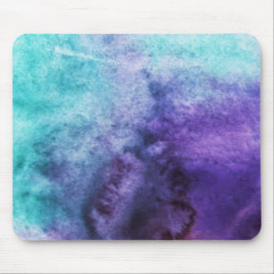 Blauwe en Paarse Waterverf Mousepad Muismat