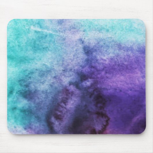 Blauwe en Paarse Waterverf Mousepad Muismat (Voorkant)