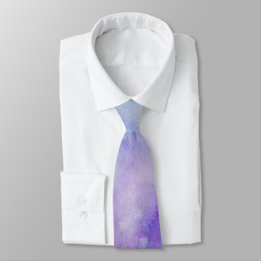 Blauwe en Paarse Waterverf Necktie Stropdas (Gebonden)