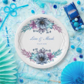 Blauwe en Paarse Waterverf Papieren Bordje (Feest)