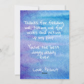 Blauwe en Paarse Waterverf Pet Foto Fathers Day Feestdagenkaart (Achterkant)