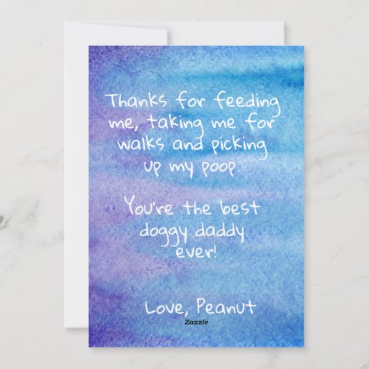 Blauwe en Paarse Waterverf Pet Foto Fathers Day Feestdagenkaart (Achterkant)