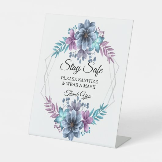 Blauwe en Paarse Waterverf Reclamebord Met Voetstuk (Voorkant)