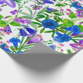 Blauwe en Paarse Waterverf tuinbloemen Cadeaupapier (Hoek)