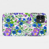 Blauwe en Paarse Waterverf tuinbloemen Case-Mate iPhone Case (Achterkant (horizontaal))