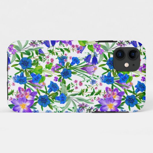 Blauwe en Paarse Waterverf tuinbloemen Case-Mate iPhone Case (Achterkant (horizontaal))