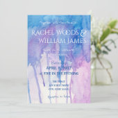 Blauwe en Paarse Waterverf | Uitnodiging tot wedde (Staand voorkant)