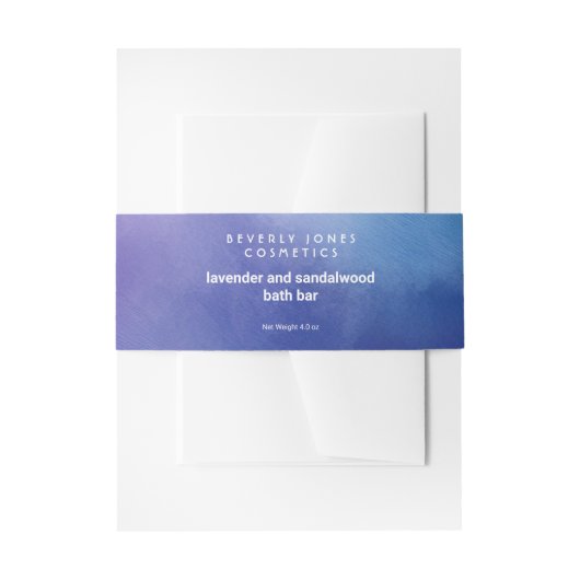 Blauwe en Paarse Waterverf zeepbuik band Uitnodigingen Wikkel (Voorkant Voorbeeld)