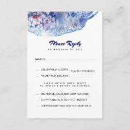 Blauwe en Paarse Waterverven bruiloft RSVP Kaart