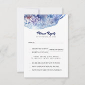 Blauwe en Paarse Waterverven bruiloft RSVP Kaart (Voorkant)